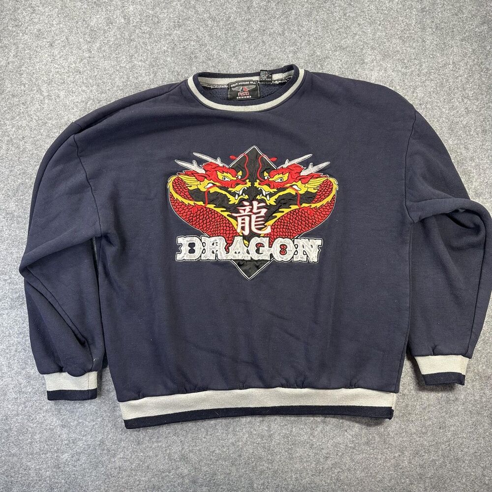 Arctic Sporting Gear Sweatshirt Mens XL Blue Dragon Graphic Fleece Pullover